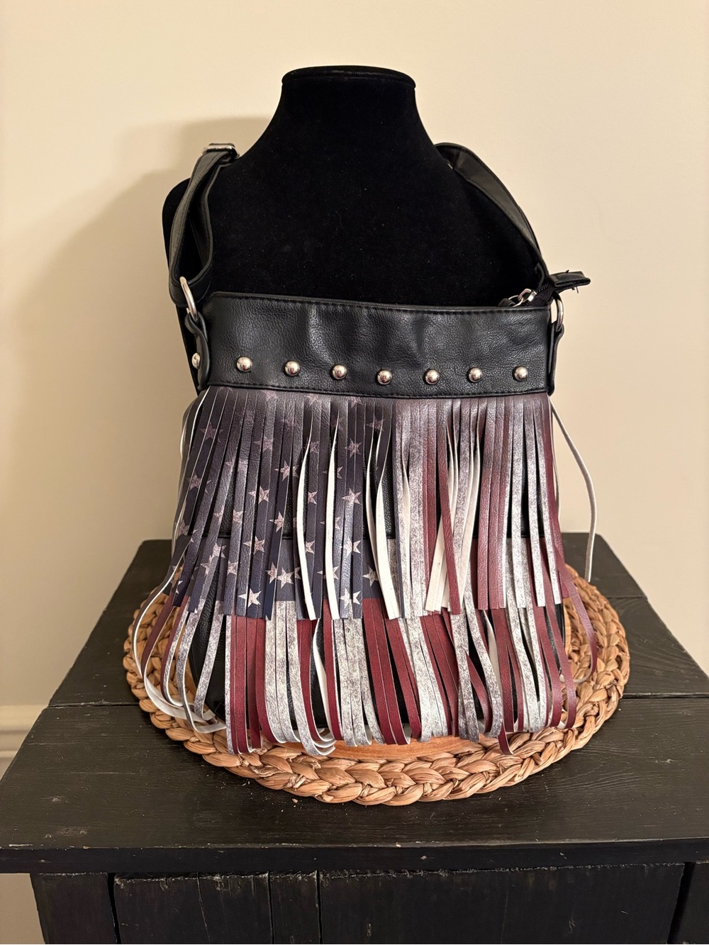 Women's Red White Blue Americana Biker Crossbody Bag